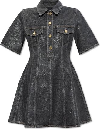 Ganni Flared Denim Dress - Dames - Korte kleedjes - Zwart - M - Denim - Kleedjes