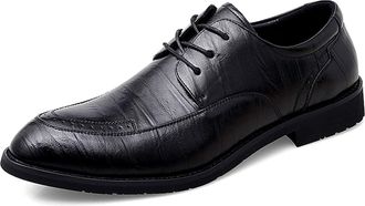 Generic Dress Oxford for Men Lace Up Round Apron Toe Derby Shoes Vegan Leather Block Heel Non Slip Resistant Low Top Classic(7.5 UK) Black