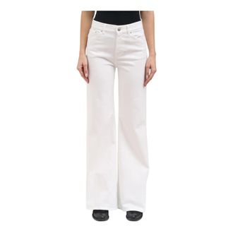 Dondup Wide Trousers, female, White, Size: W29 Wide Leg Denim Trousers
