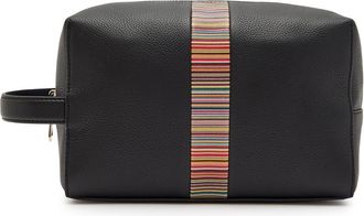 Paul Smith Signature Striped Grained Leather Wash bag - Black - One Size