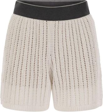 Brunello Cucinelli Short Shorts - Dames - Bermuda - Wit - XS - Katoen - Korte Broeken