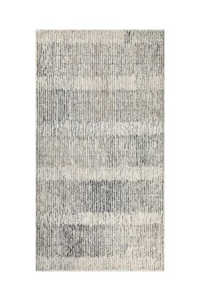 Wecon Home Alfombra beige y gris tejida a mano con rayas 70x140
