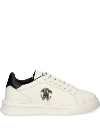 Roberto Cavalli logo-plaque snakeskin sneakers - men - Rubber/Leather/Other Materials - 44 - Neutrals