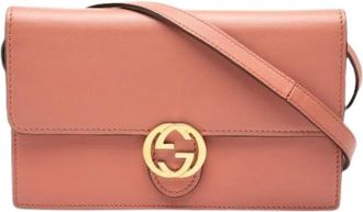 Gucci Pre-owned Cross Body Bags, female, Pink, Size: ONE SIZE Pre-owned Wallet on Strap
