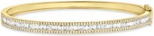 Allurez Baguette Diamond Channel Set Bangle Bracelet 14k Yellow Gold (1.74ct)