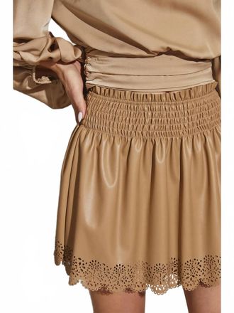 Mustard Seed Womens Laser Cut Skirt In Dark Beige