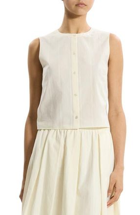 Theory Button-Up Organic Cotton Top in Ivory at Nordstrom, Size X-Large