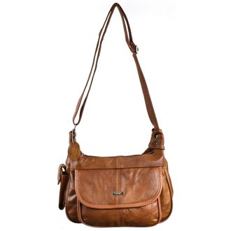 Lorenz Ladies Leather Shoulder Bag / Handbag with Mobile Phone Pocket. ( Tan )