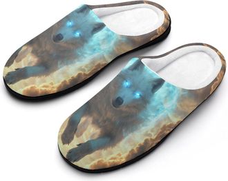 Generic Wolf Is Coming Mens Slipper Slip On Winter Warm House Slippers Shoes Indoor Outdoor