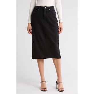 DL1961 Alma Raw Hem Denim Midi Skirt in Black at Nordstrom Rack, Size 27