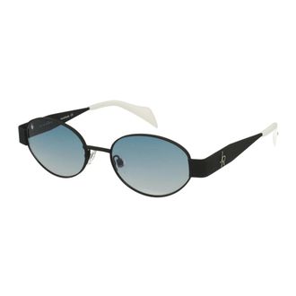 John Richmond Accessoires, Heren, Blauw, ONE Size, Ovale zonnebril met tweekleurige veren