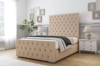 Comfort Beds Florida Plush Bed Frame - 50 Upholstered Headboard in Stone | Size: Single