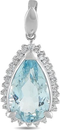 Luxury Bazaar Platinum 0.21ct Diamond and Aquamarine Pendant MF16-010626