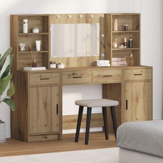 Berkfield Home 3 Piece Dressing Table Set Artisan Oak Engineered Wood in Brown