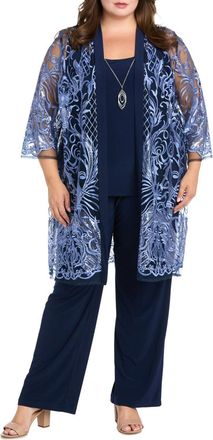 R & M Richards 3 Piece Evening Pant Set In Peri Navy