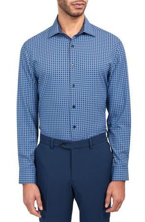 W.R.K Squiggle Geometric Print Performance Dress Shirt in Navy at Nordstrom Rack, Size 15.5
