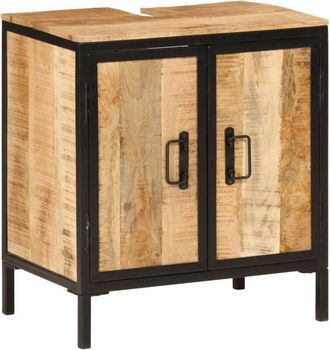 vidaXL Mueble de baño madera maciza de mango y hierro 55x35x60 cm vidaXL