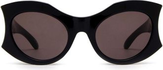 Balenciaga logo-plaque round-frame sunglasses - women - Acetate - 56 - Black