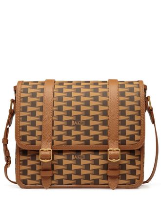 Bally Messengertas met logoprint - Bruin
