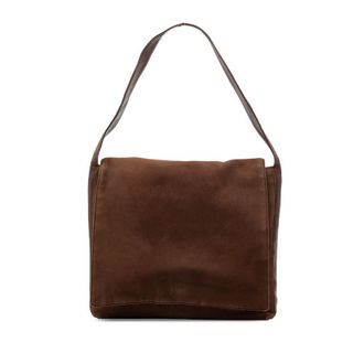 Loewe Pre-owned Loewe Suede Anagram Flap Shoulder Bag Ladies L28