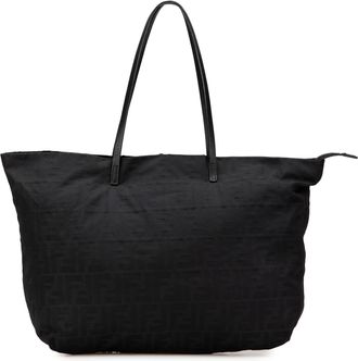 Fendi Pre-owned Womens Ff Logo Pattern Tote Bag - Black Textile - One Size