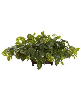 Nearly Natural Pothos with Rectangle Decorative Planter