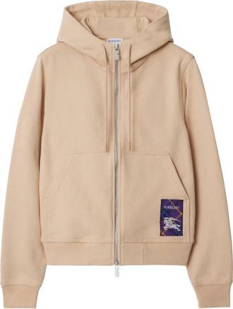 Burberry check-label cotton hoodie - women - Cotton - S - Neutrals