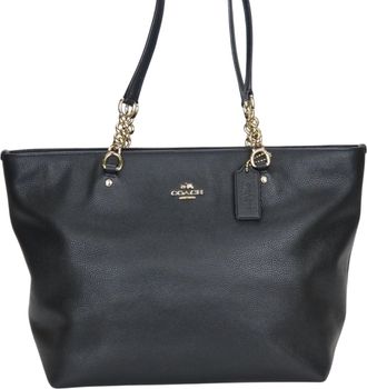 Coach Black Leather Tote Bag (Pre-Owned)