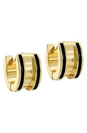Ted Baker Rolo Classic Color Huggie Hoop Earrings in Metallic Gold Black at Nordstrom
