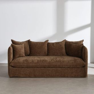 Maisons du monde Sof&aacute; cama de 3 plazas aterciopelado verde caqui con colch&oacute;n de 10 cm