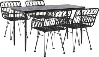 vidaXL Vidaxl - Juego De Comedor De Jard&iacute;n 5 Piezas Rat&aacute;n Sint&eacute;tico Negro