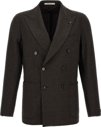 Tagliatore Dark Brown Textured Blazer