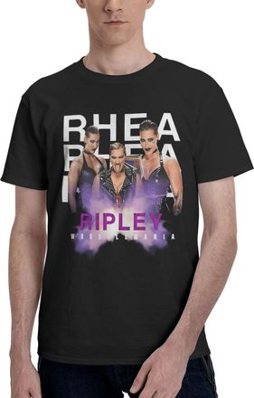 Generic Mens Mami Star Ripley Wrestler Rhea Cotton T-Shirts Classic Crewneck Short Sleeves Simple&Versatile Daily Commute Essential Black 3XL