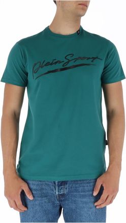Plein Sport Mens Signature Logo Tee Short Sleeve - Dark Green Cotton - Size X-Large