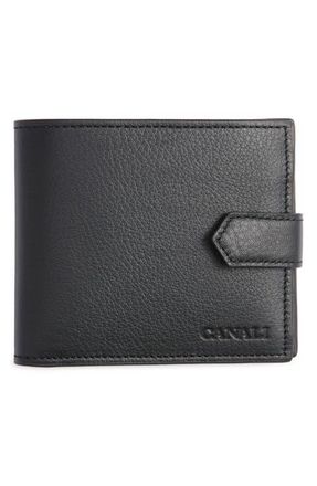 Canali Tumbled Calfskin Billfold Wallet in Black at Nordstrom