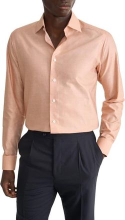 Eton Slim Fit End-on-End Cotton Shirt in Medium Orange at Nordstrom, Size 15.5