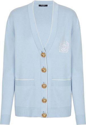 Balmain emblem button cardigan - Blu