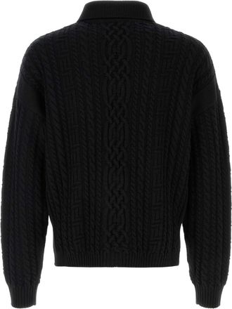 Versace Mens Black Cardigan Wool Exterior: Virgin Maglieria Sweater