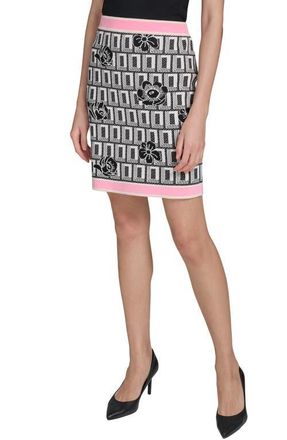 Karl Lagerfeld Print Sweater Skirt in White/Black/Paris Pink at Nordstrom, Size X-Large