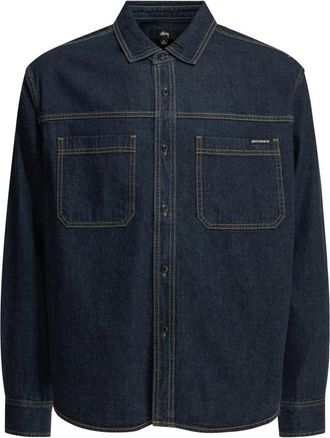 St&uuml;ssy Work Denim Shirt - Heren - Spijkeroverhemden - Blauw - S - Denim - Overhemden