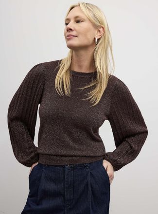 Kaffe Womens Pleated puff sleeves shimmering sweater