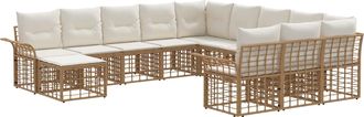 vidaXL Conjunto De Sof&aacute;s De Jard&iacute;n 12 Uds. Natural Y Crema Vidaxl