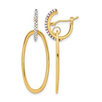 Diamond2Deal 14K Yellow Gold Crystal Oval Shape Hoop Earrings