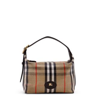 Burberry Coated Canvas Handbag With Check Pattern