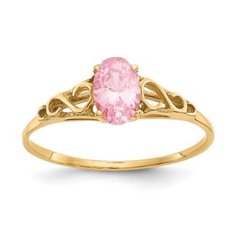 Diamond2Deal 14k Yellow Gold Rose Zircon Ring