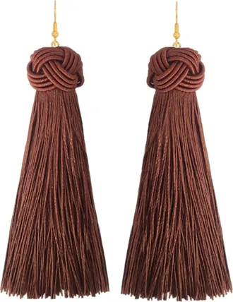 Petit Moments Knotted Fringe Drop Earrings in Brown at Nordstrom