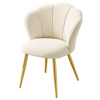 Vasagle Silla de comedor acolchada de terciopelo de color blanco
