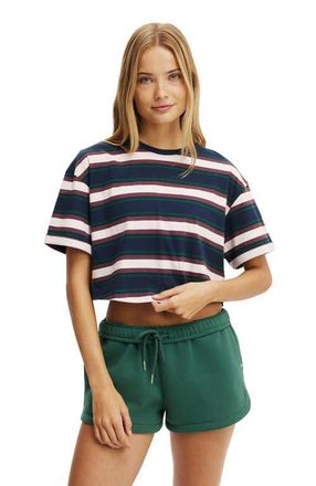 Cotton On Womens Active Cropped Graphic Active Tee in Prep Sport Navy Stripe at Nordstrom, Size X-Small