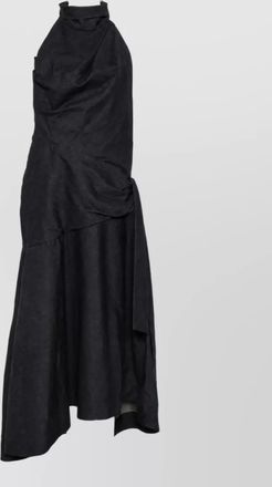 Zimmermann denim halterneck draped asymmetric maxi dress