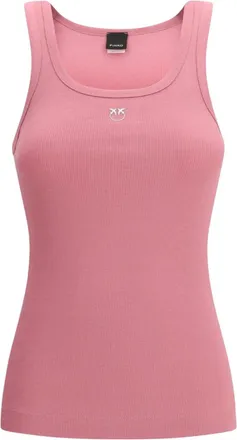 Pinko Pink Logo Round Neck Top